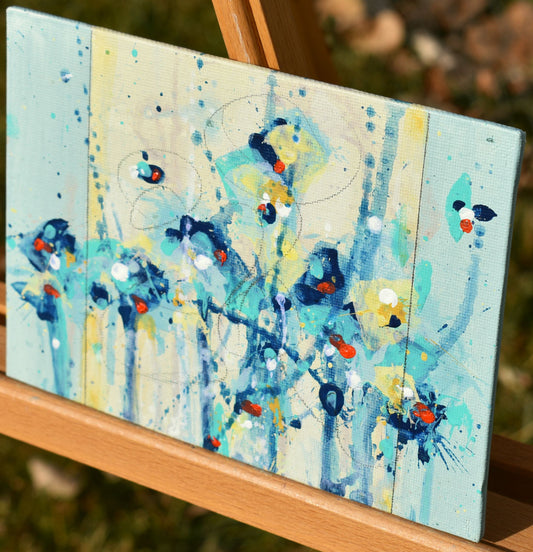 Sunlit Clouds 5″ x 7″ Abstract Painting on Panel