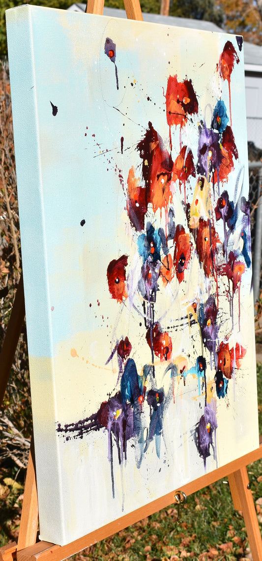 Fleurs d'éveil (Flowers Of Awakening) 18″ x 24″ Abstract Painting