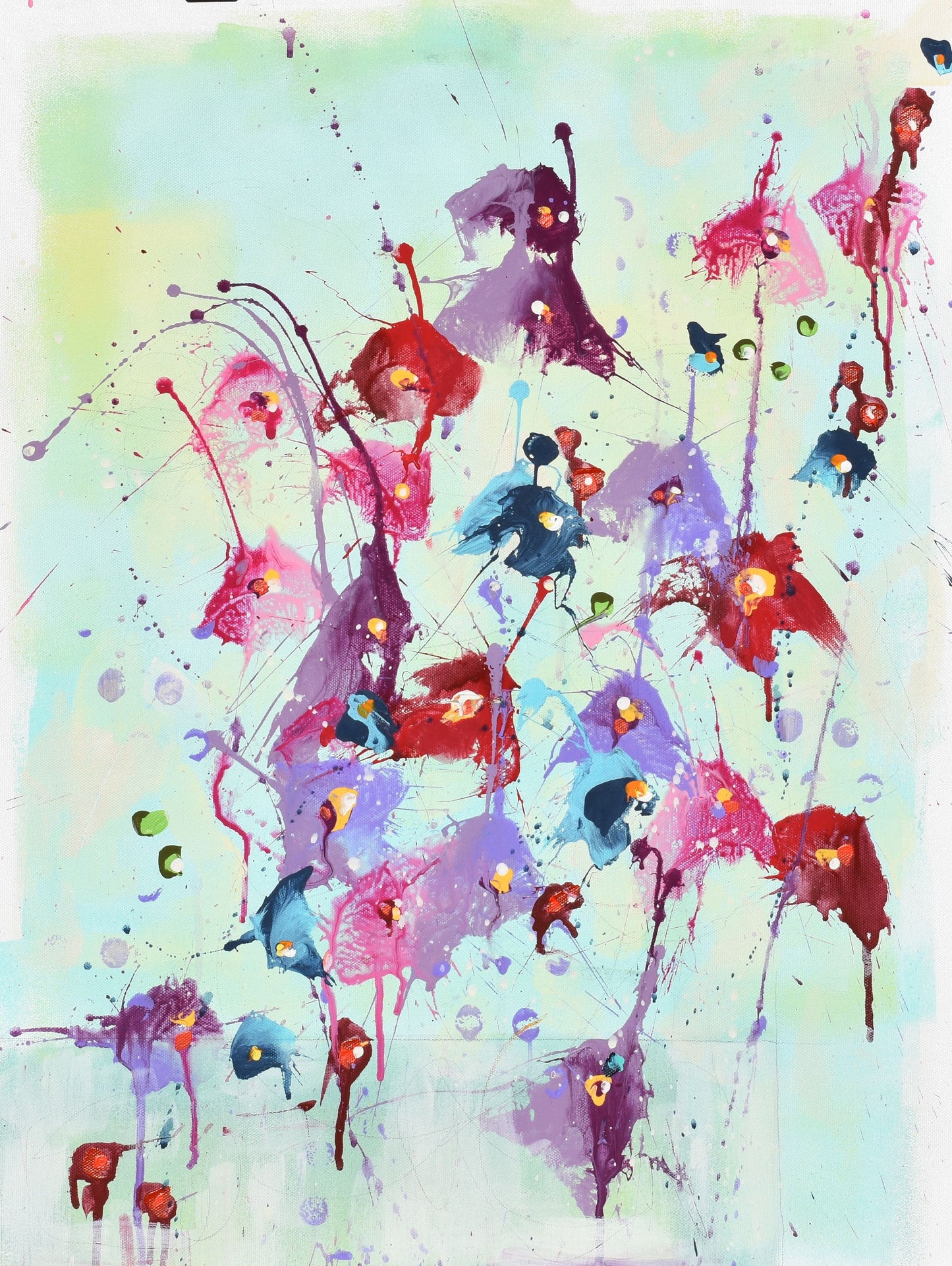 Solstice Blossoms 18″ x 24″ Abstract Painting on Unstretched Canvas