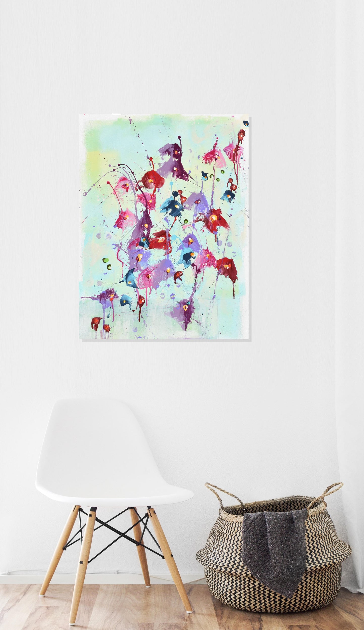 Solstice Blossoms 18″ x 24″ Abstract Painting on Unstretched Canvas