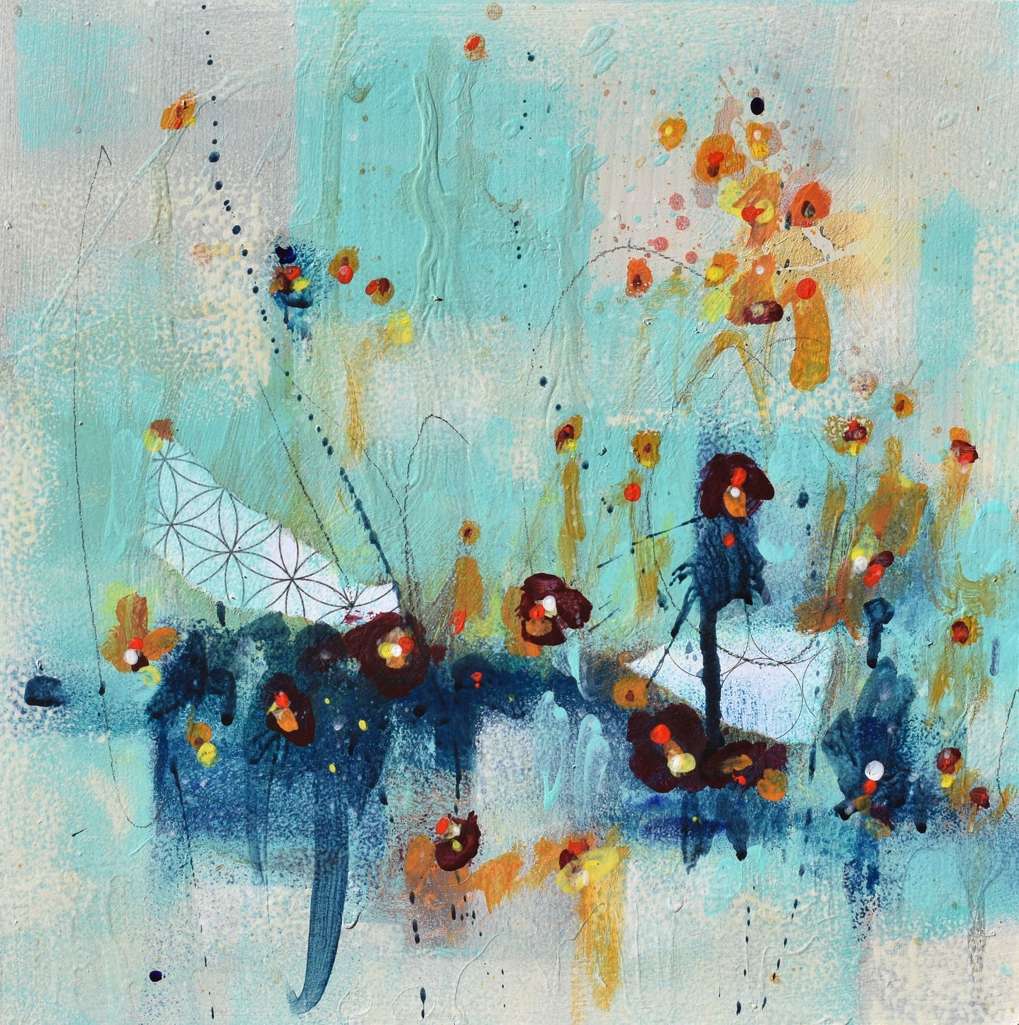 Song Of The Sunflowers 12″ x 12″ Abstract Painting