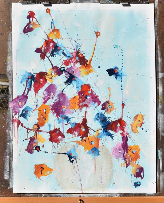 Sunrise In Bloom 18″ x 24″ Abstract Painting on Unstretched Canvas