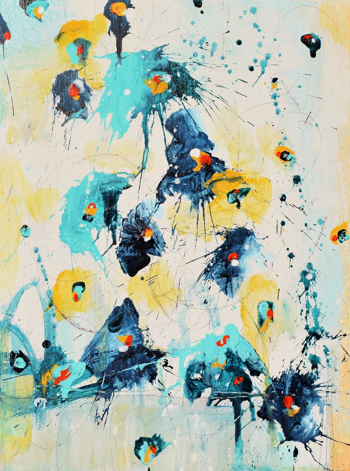 Winter Flowers 9″ x 12″ Abstract Painting on Panel