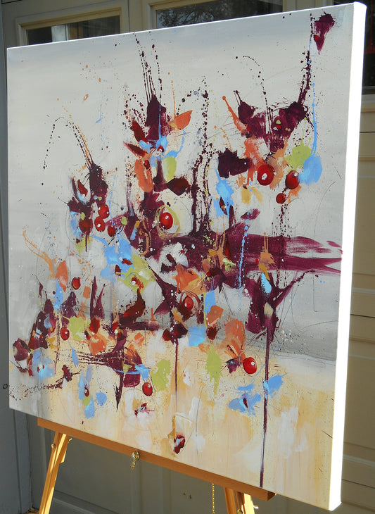 Fleur de Nostalgie (Flower of Longing) 30″ x 30″ Abstract Painting
