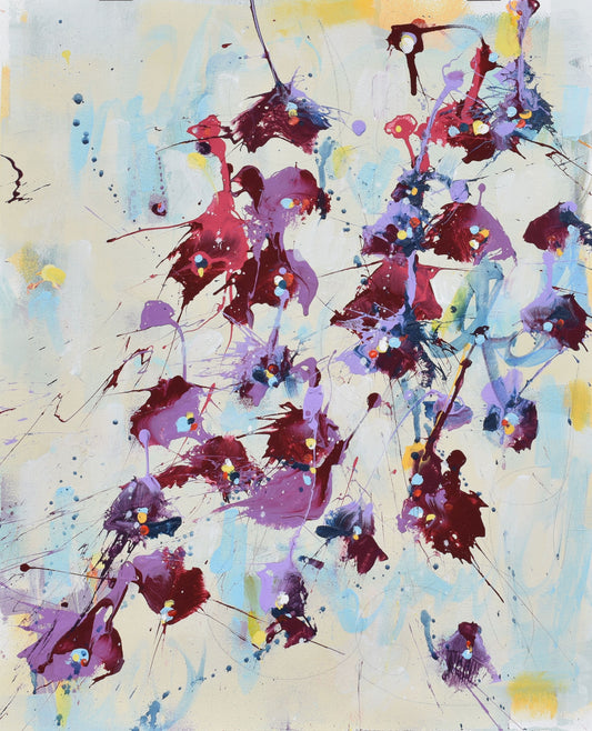 A Dream Of Irises 16″ x 20″ Abstract Painting on Unstretched Canvas