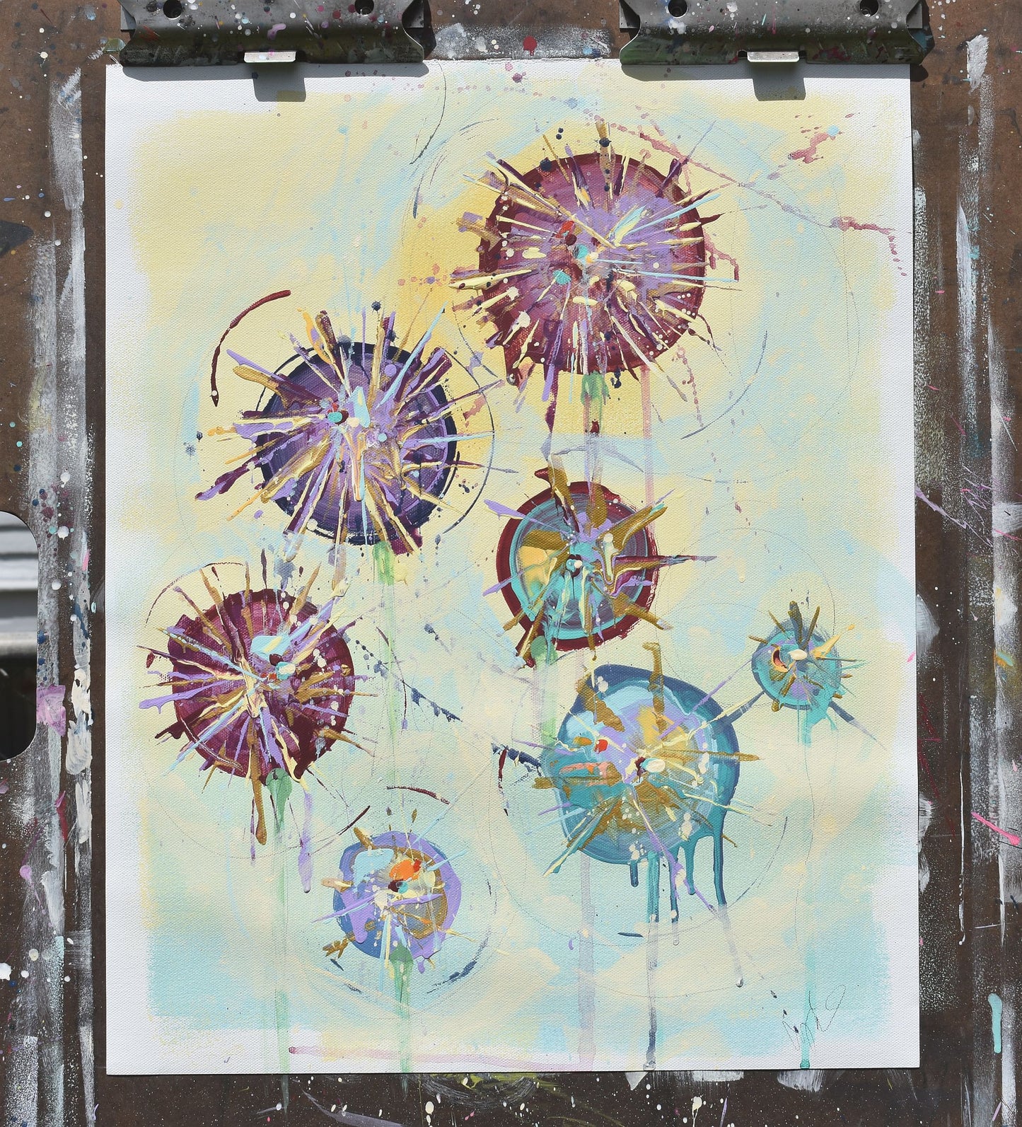Allium Dreams 16″ x 20″ Abstract Painting on Unstretched Canvas