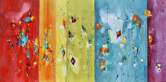 Colors of Spirit 24″ x 12″ Abstract Painting on Panel