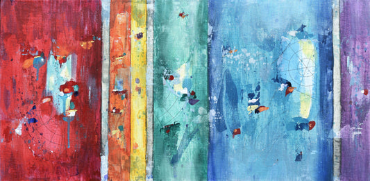 Colors of Vitality 24″ x 12″ Abstract Painting on Panel