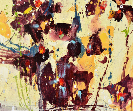 Fleur d'amour (Flower of Love) 16″ x 20″ Abstract Painting on Panel