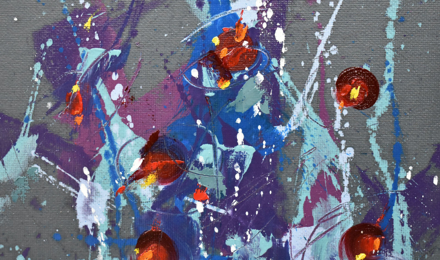 Fleur de Février (Flower of February) 9″ x 12″ Abstract Painting on Panel