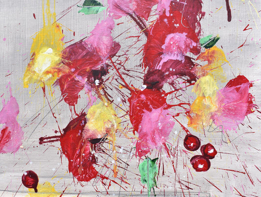 Fleurs de la Passion (Flowers of Passion) 12″ x 16″ Abstract Painting on Panel