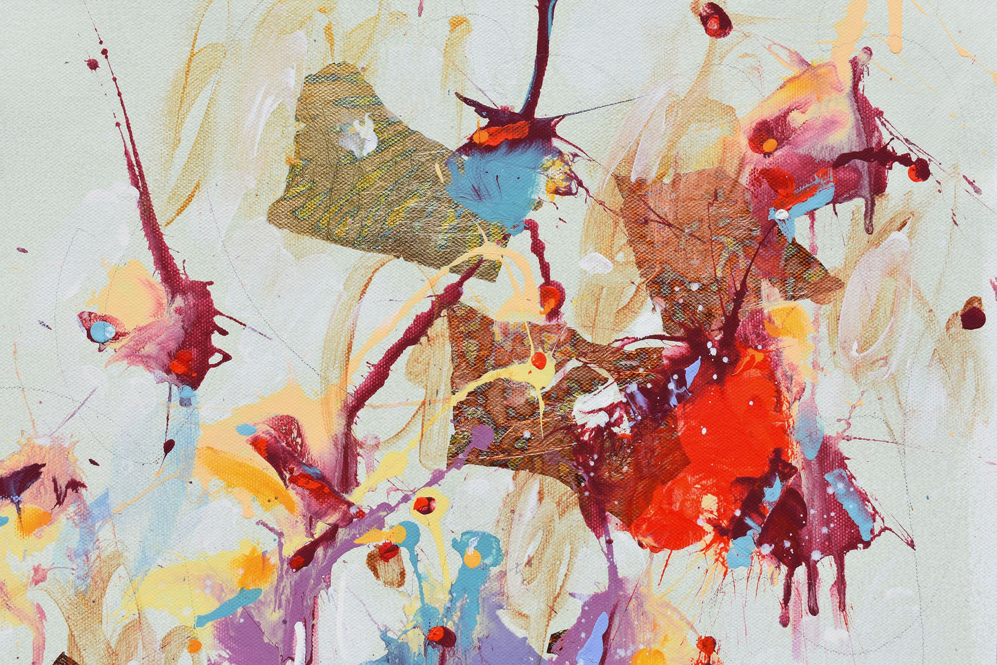 Poppy In The Iris Garden 16″ x 20″ Abstract Painting on Unstretched Canvas