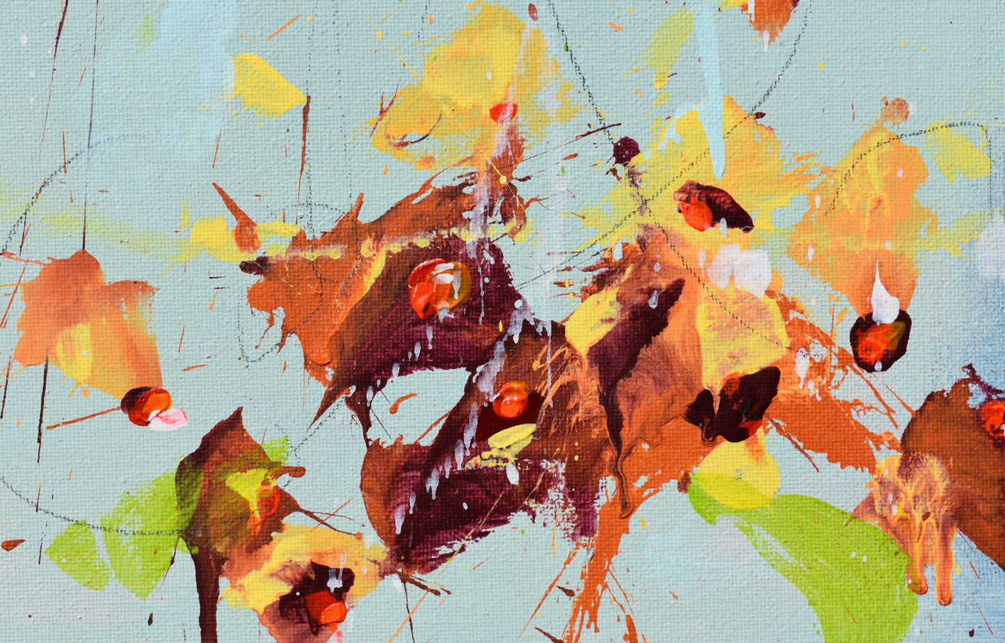 Wind Swept Sunflowers 11″ x 14″ Abstract Painting on Panel