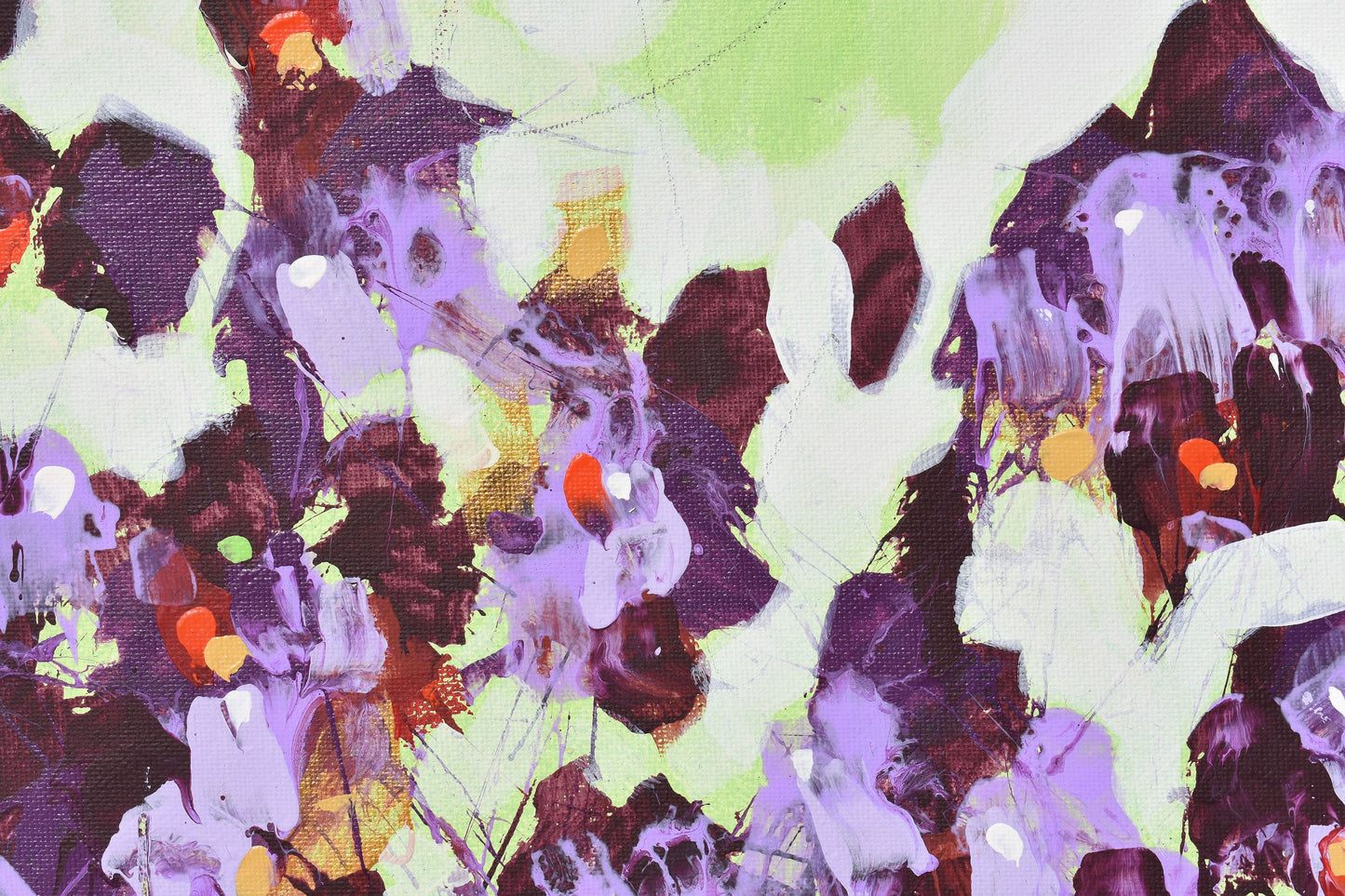 Purple Twilight Flowers 10″ x 20″ Abstract Painting on Panel