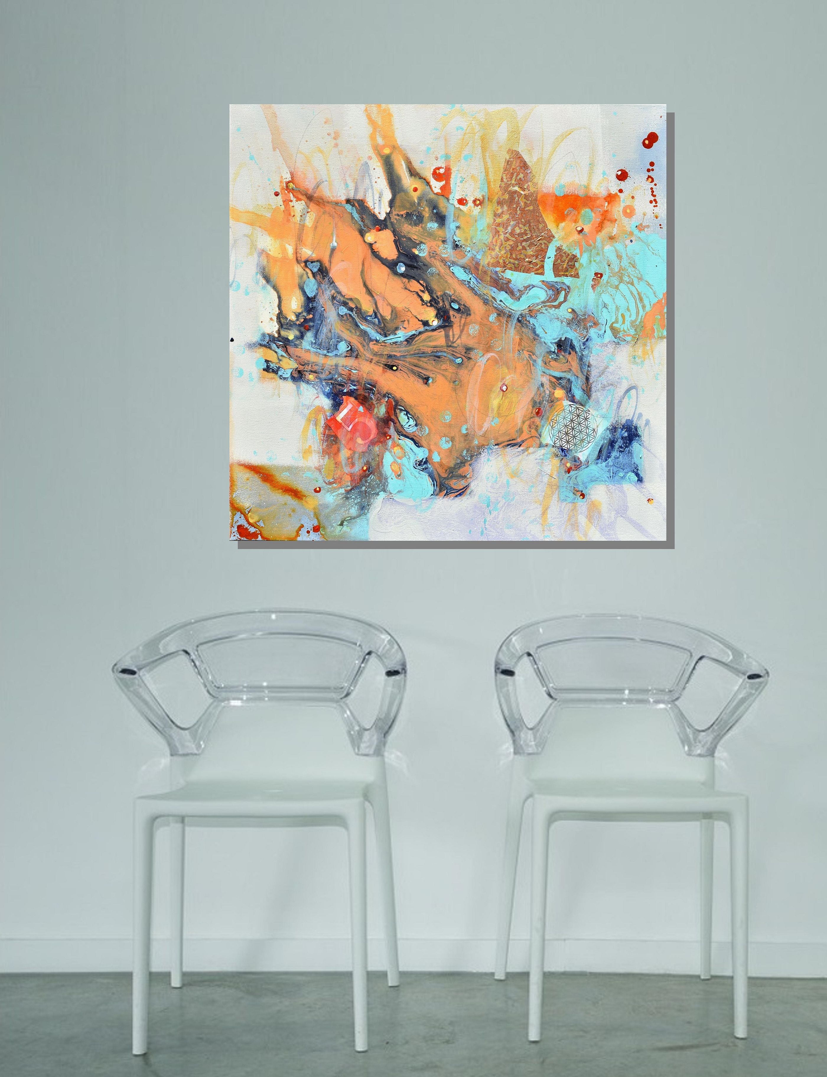 MORNING IS DAWNING mixed media abstract on store stretched canvas