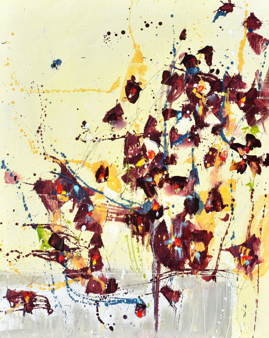 Fleur d'amour (Flower of Love) 16″ x 20″ Abstract Painting on Panel