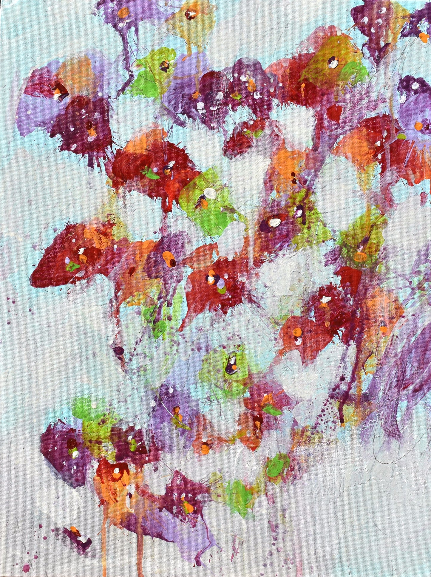 Fleur d'avril (Flower of April) 12″ x 16″ Abstract Painting on Panel