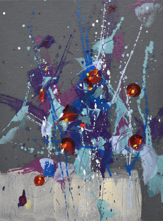 Fleur de Février (Flower of February) 9″ x 12″ Abstract Painting on Panel