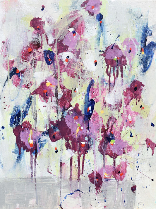 Fleur de Juillet (Flower of July) 12″ x 16″ Abstract Painting on Panel