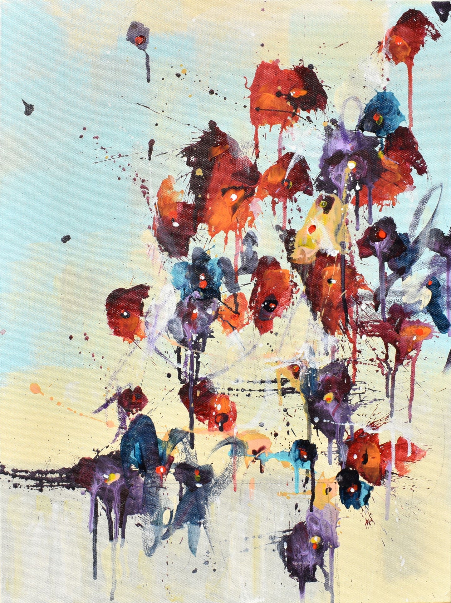 Fleurs d'éveil (Flowers Of Awakening) 18″ x 24″ Abstract Painting