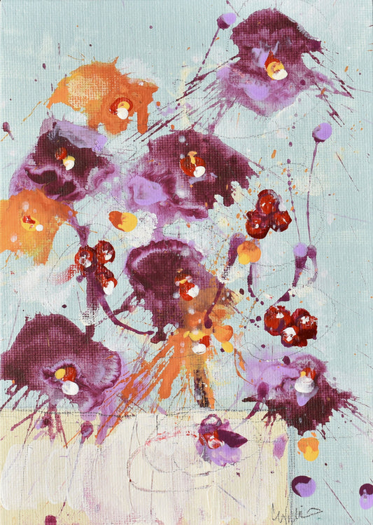 Fleur de L'éveil (Flower of Awakening) 5″ x 7″ Abstract Painting on Panel