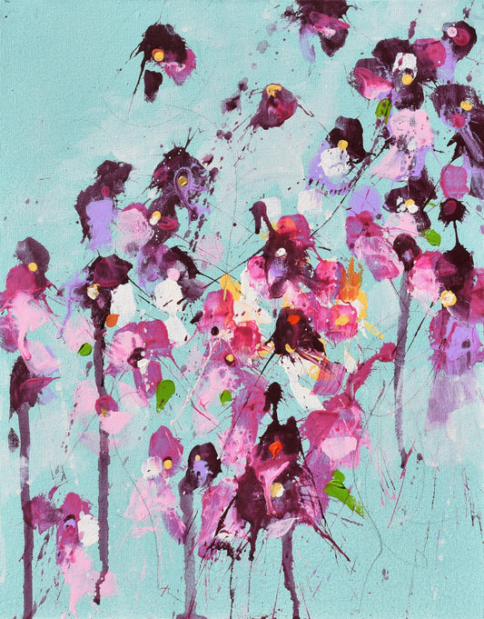 Flowers of Spring 11″ x 14″ Abstract Painting on Panel