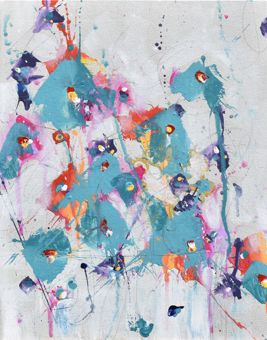 Garden Serenade 11″ x 14″ Abstract Painting on Panel