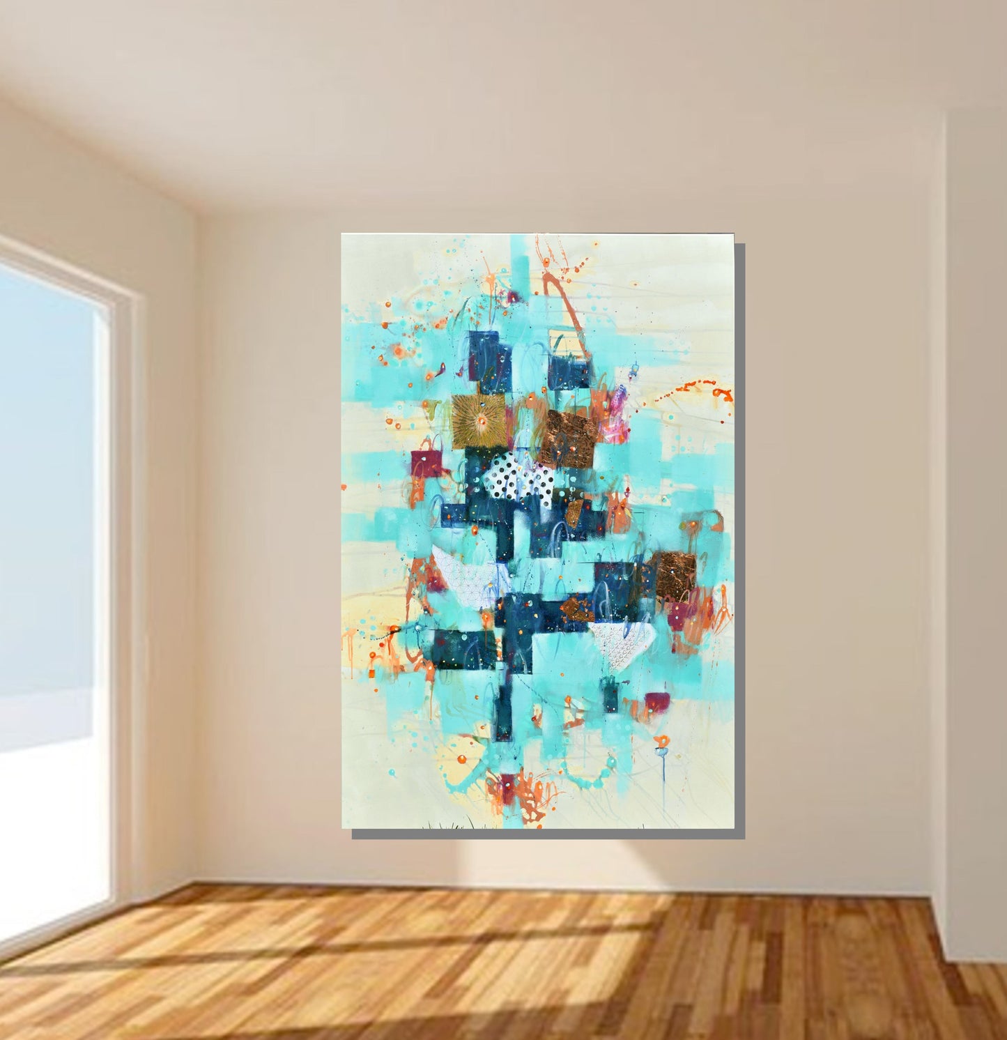 Gleam of The Flower Moon 40″ x 60″ Abstract Painting