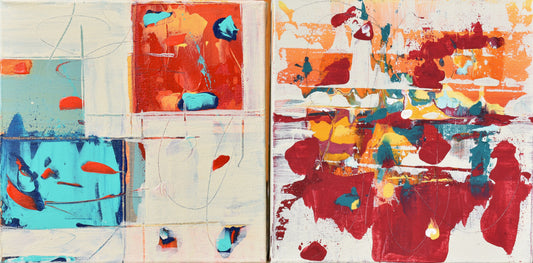 Interspace Scarlet Horizon 8″ x 16″ Abstract Painting