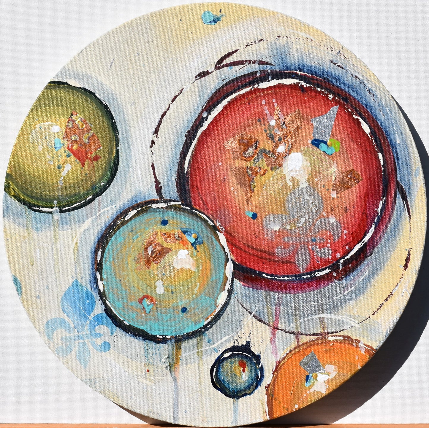 October Epiphany 12″ x 12″ Round Abstract Painting