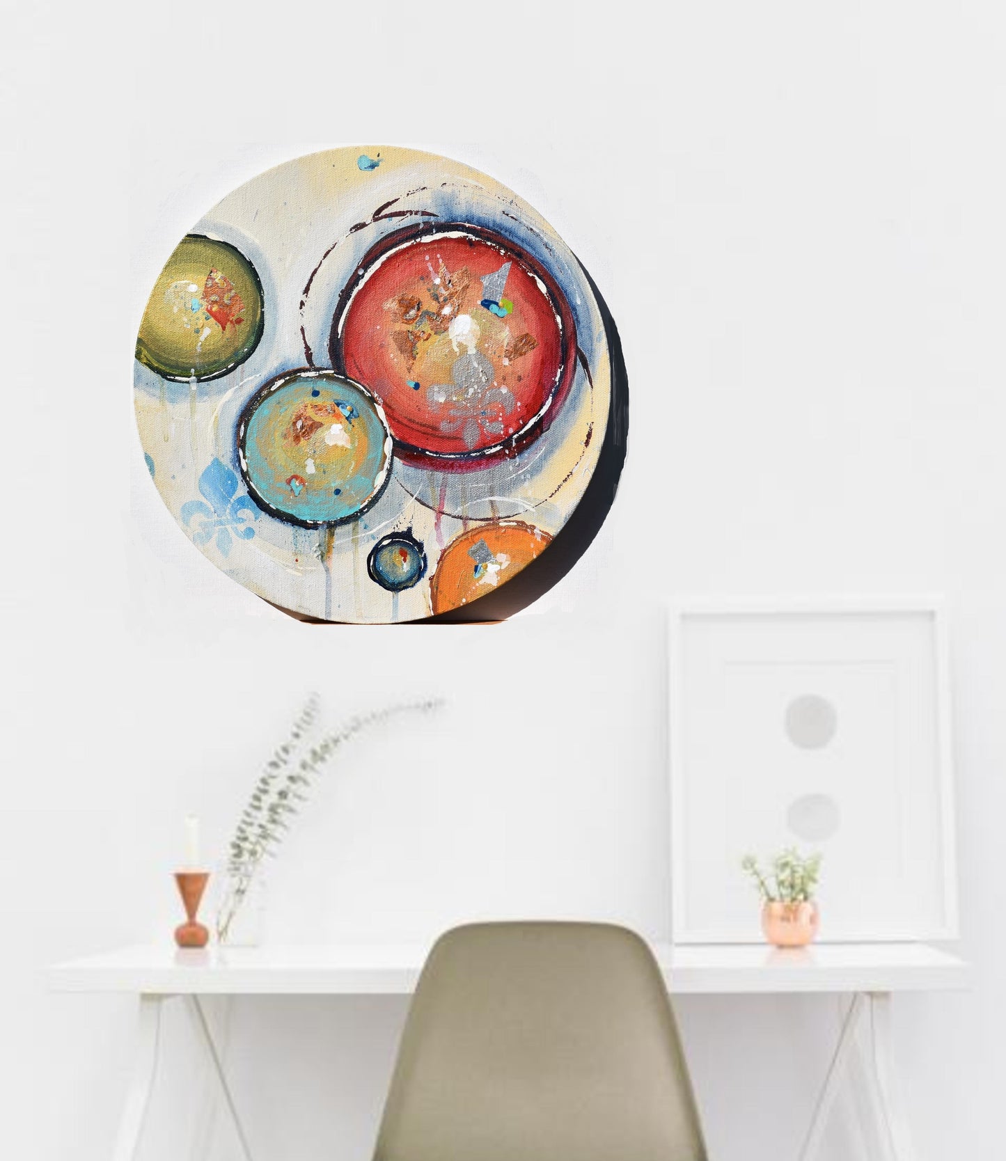 October Epiphany 12″ x 12″ Round Abstract Painting