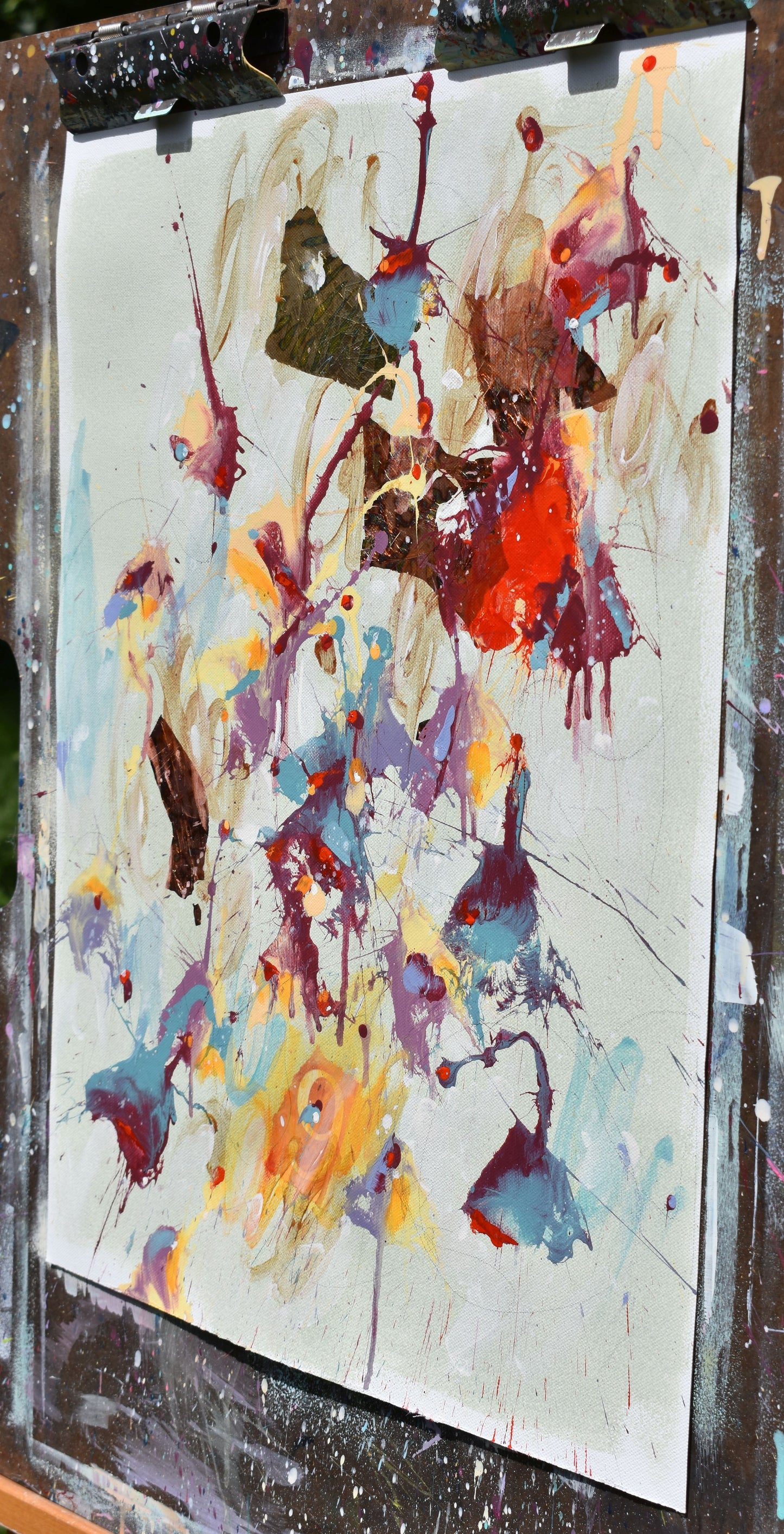 Poppy In The Iris Garden 16″ x 20″ Abstract Painting on Unstretched Canvas