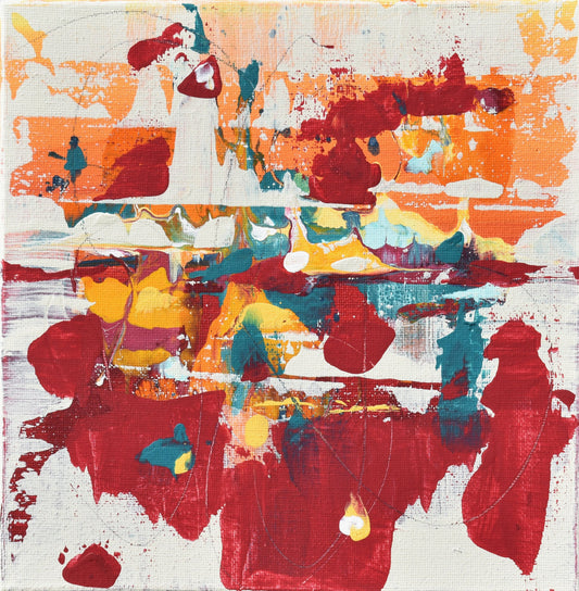 Scarlet Horizon 8″ x 8″ Abstract Painting