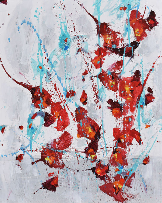 September Roses 16″ x 20″ Abstract Painting on Panel