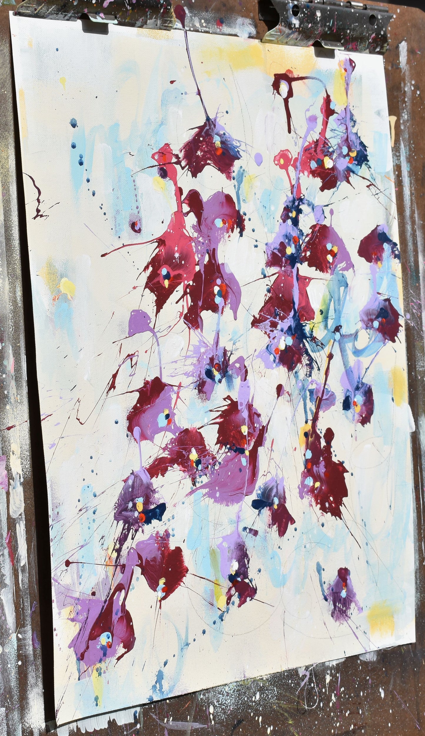 A Dream Of Irises 16″ x 20″ Abstract Painting on Unstretched Canvas