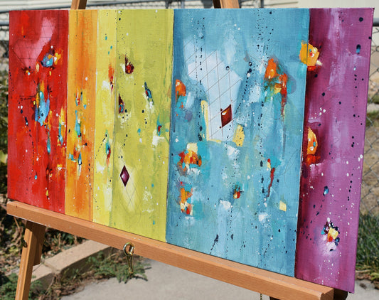 Colors of Spirit 24″ x 12″ Abstract Painting on Panel