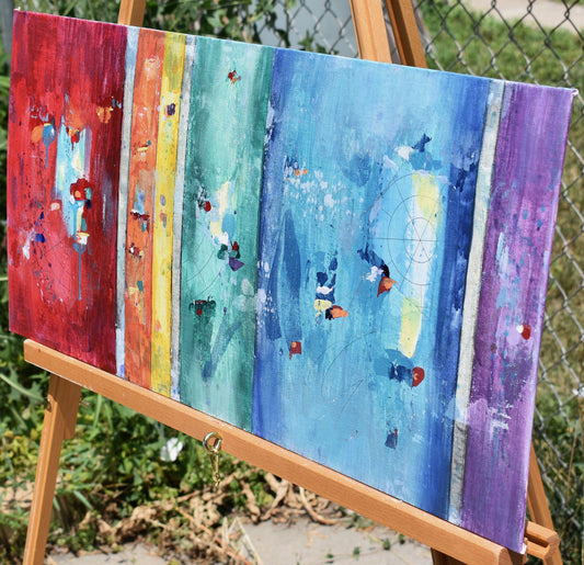 Colors of Vitality 24″ x 12″ Abstract Painting on Panel