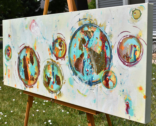 Discovering Rainbows 16″ x 40″ Abstract Painting