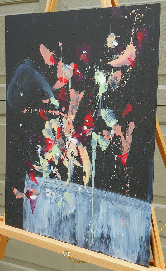 Fleur d'Automne (Flower of Autumn) 16″ x 20″ Abstract Painting on Panel