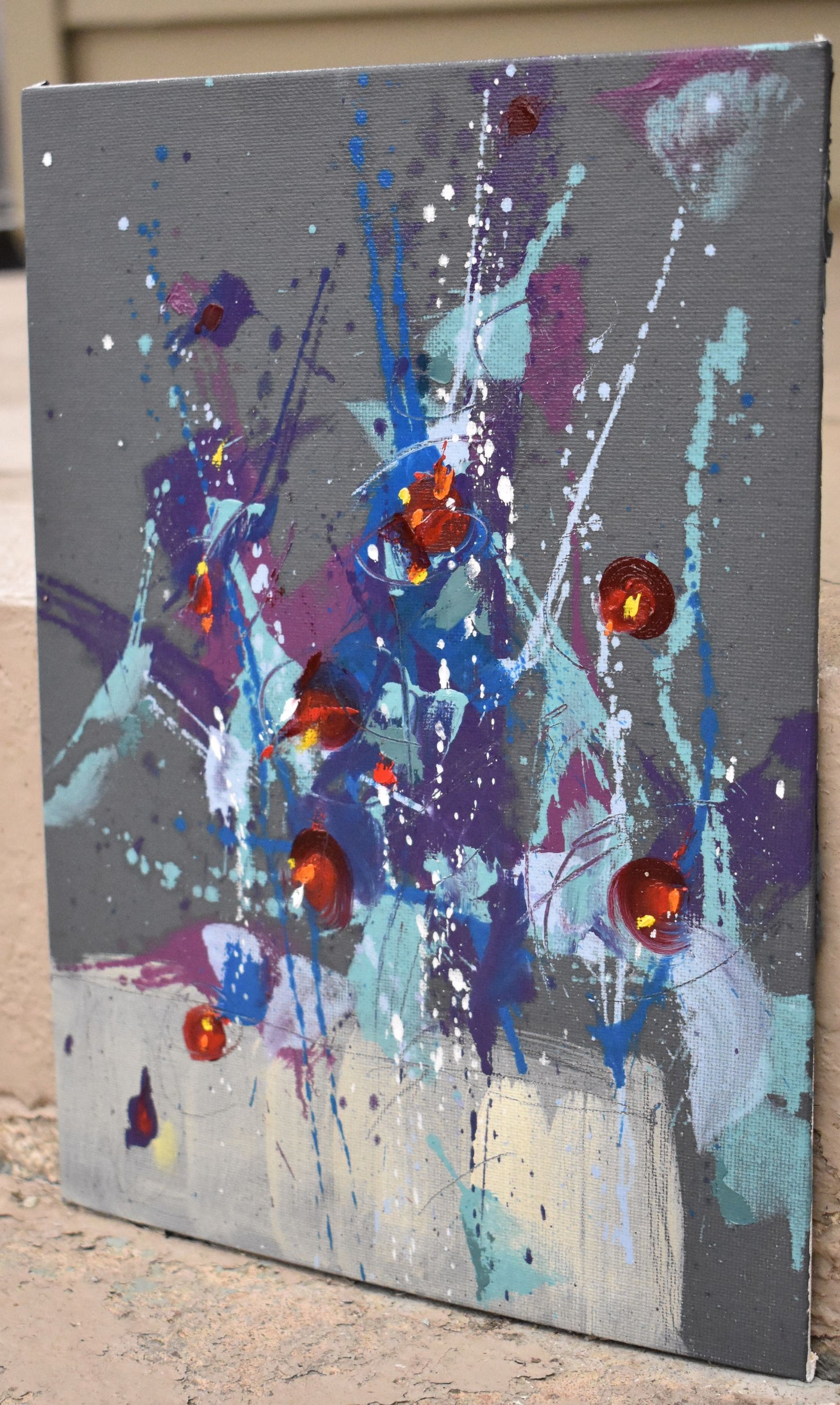 Fleur de Février (Flower of February) 9″ x 12″ Abstract Painting on Panel