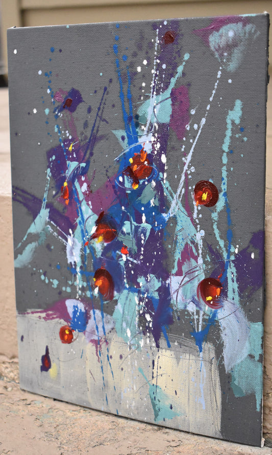 Fleur de Février (Flower of February) 9″ x 12″ Abstract Painting on Panel