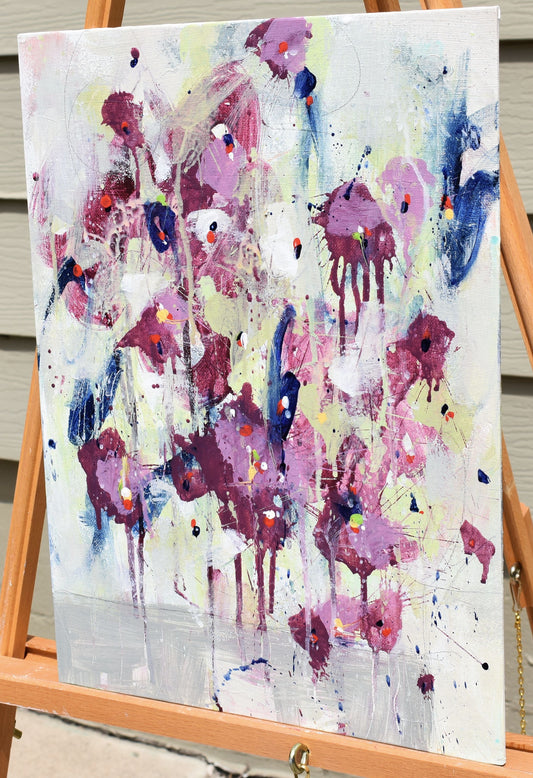 Fleur de Juillet (Flower of July) 12″ x 16″ Abstract Painting on Panel
