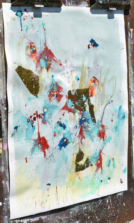 Flowers of Freedom 16″ x 20″ Abstract Painting on Unstretched Canvas