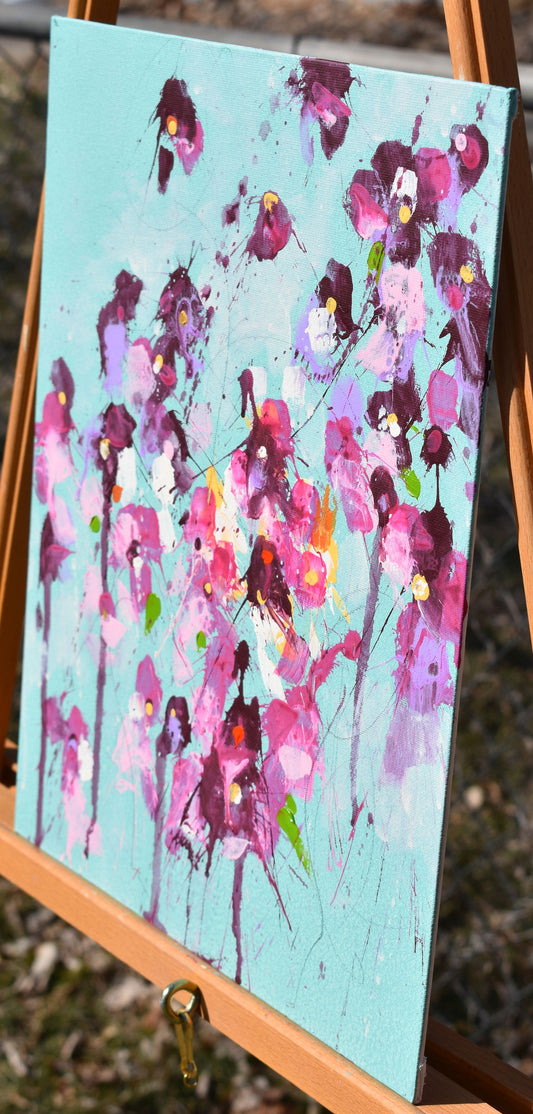 Flowers of Spring 11″ x 14″ Abstract Painting on Panel