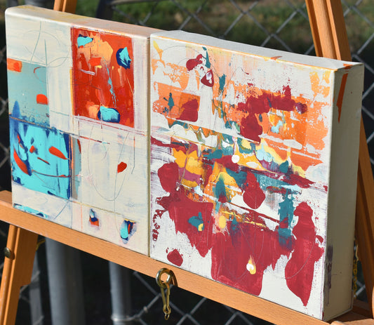 Interspace Scarlet Horizon 8″ x 16″ Abstract Painting