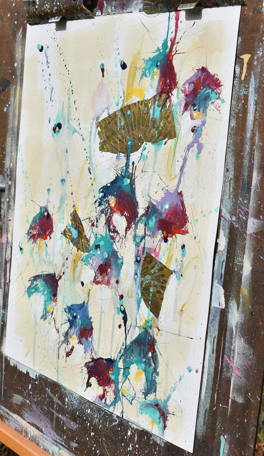 Iris Season 16″ x 20″ Abstract Painting on Unstretched Canvas