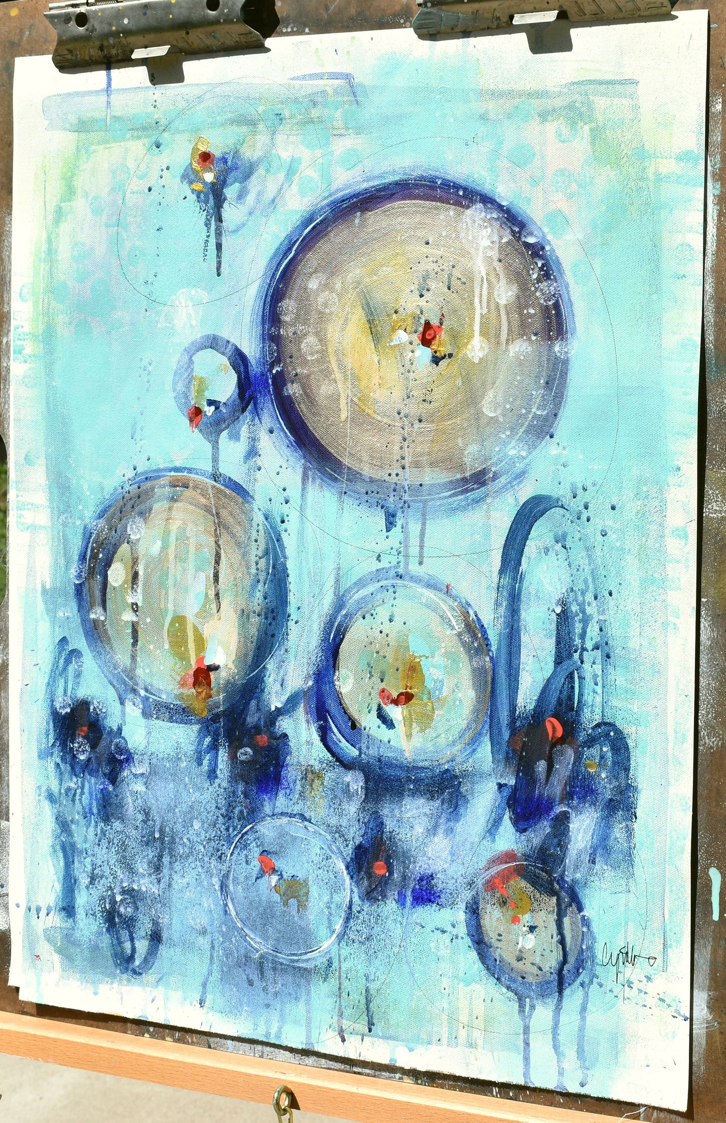 One With The Sun 18″ x 24″ Abstract Painting on Unstretched Canvas