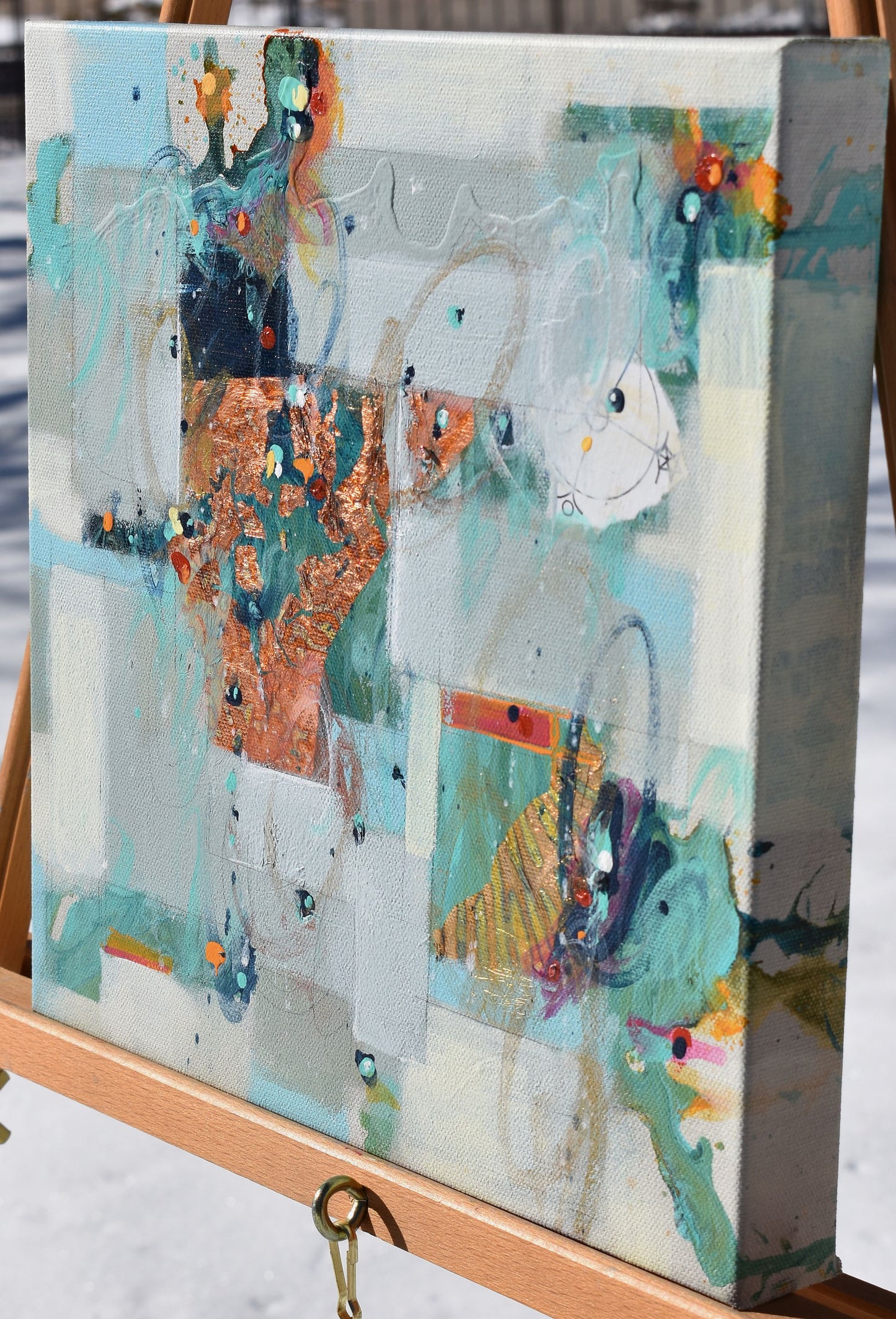 Reflections of The Winter Light 12″ x 12″ Abstract Painting
