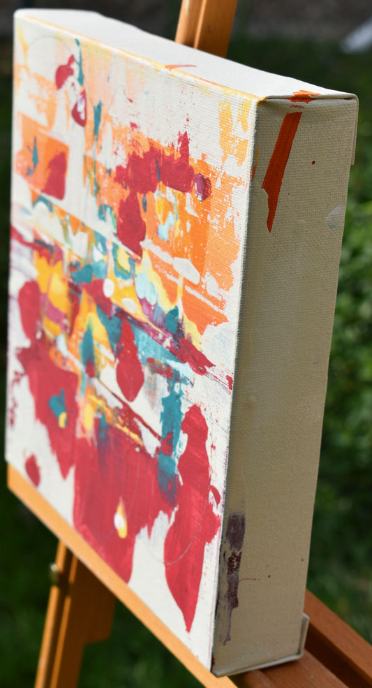 Scarlet Horizon 8″ x 8″ Abstract Painting